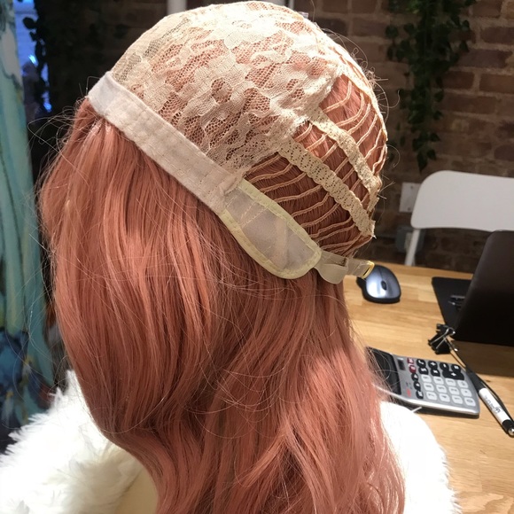 Human hair blend gold Rose pink wig - Picture 7 of 7